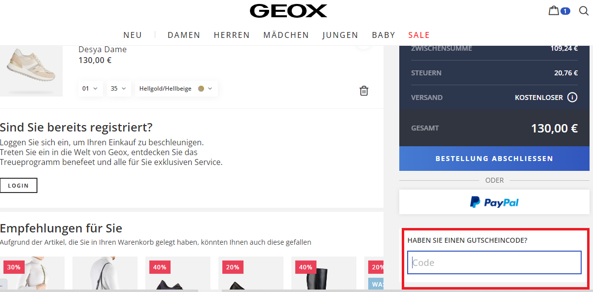 Geox Gutscheincode