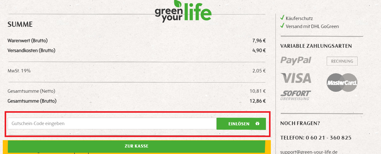 Green your life Gutschein